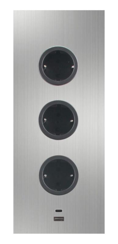 Indux Corner Ενεργειακή στήλη με 3 πρίζες Γείωση και διπλός φορτιστής USB-A&amp;C από ανοξείδωτο ατσάλι 1208953216