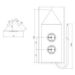 Indux Corner Ενεργειακή στήλη με 2 πρίζες Γείωση Γωνία Μαύρο 1208953221