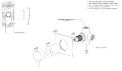 WaterEvolution Flow εντοιχισμένος 2-δρόμων εκτροπέας βουρτσισμένου ορείχαλκου με στρογγυλή ροζέτα T1482RLE