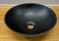 Νιπτήρας Solid S μικρού μεγέθους από Solid Surface, στρογγυλός, 30 x 30 x 11 cm, μαύρος ματ, 1208953271