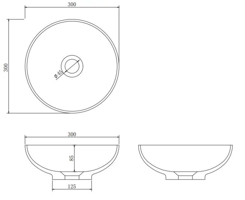 Νιπτήρας Solid S μικρού μεγέθους από Solid Surface, στρογγυλός, 30 x 30 x 11 cm, μαύρος ματ, 1208953271