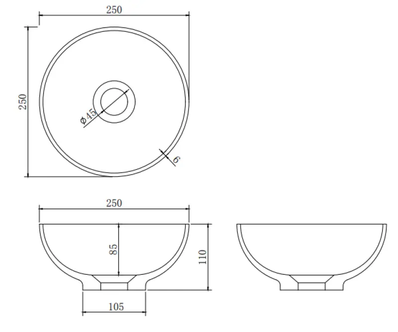 Νιπτήρας Solid S μικρού μεγέθους, Solid Surface, στρογγυλός, 25 x 25 x 11 cm, ματ λευκό, 1208953272