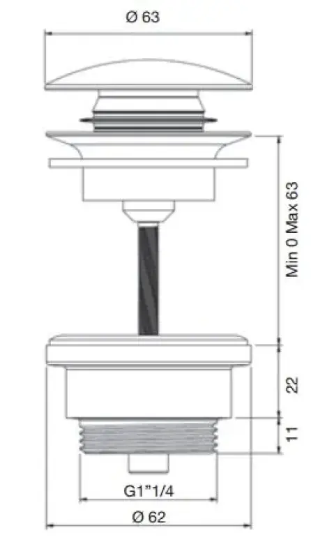 PB Unix βύσμα νιπτήρα 1 1/4 κλειδώσιμο push up click clack χρώμιο 1208953283