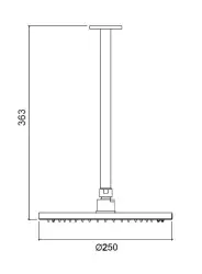 Η μετάφραση van de tekst naar het Grieks is: Waterevolution Flow κεφαλή ντους 250mm με σύνδεση οροφής μαύρο ματ T164225PR