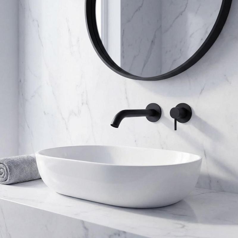 SB Round εντοιχισμένη μπαταρία νιπτήρα μαύρο ματ - 102mm