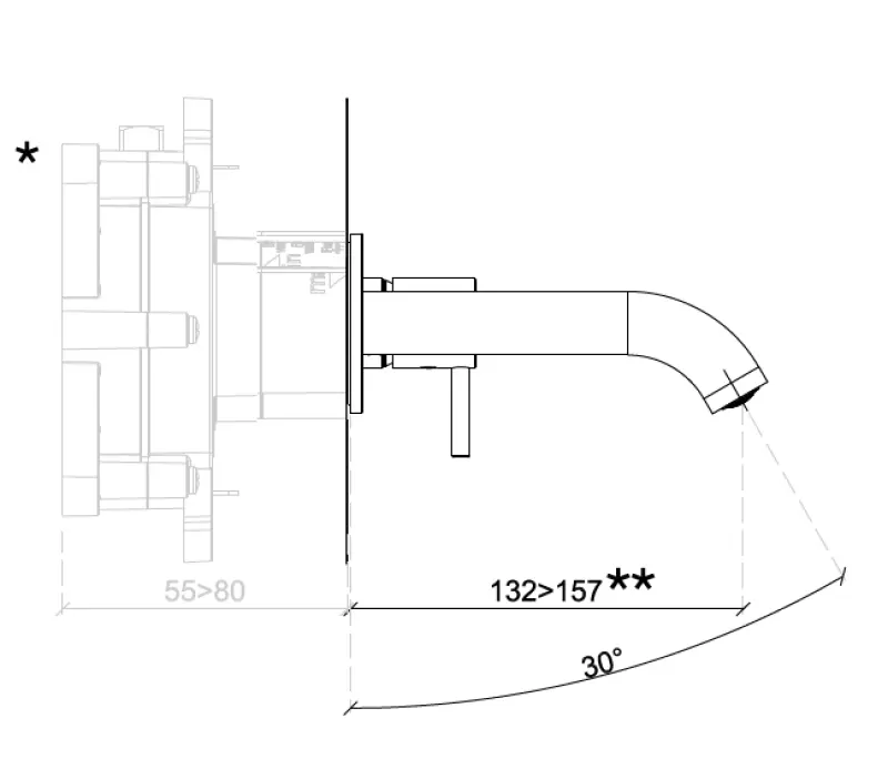 SB Round ενσωματωμένος μείκτης νιπτήρα μαύρος ματ - 132 mm