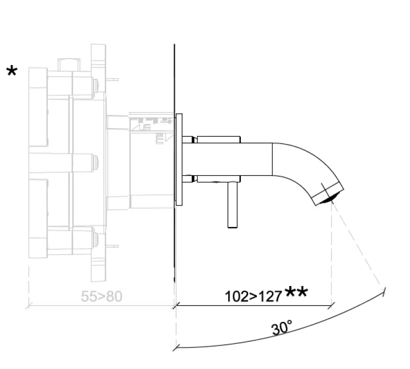 SB Round ενσωματωμένος μείκτης νιπτήρα χρώμιο 102mm
