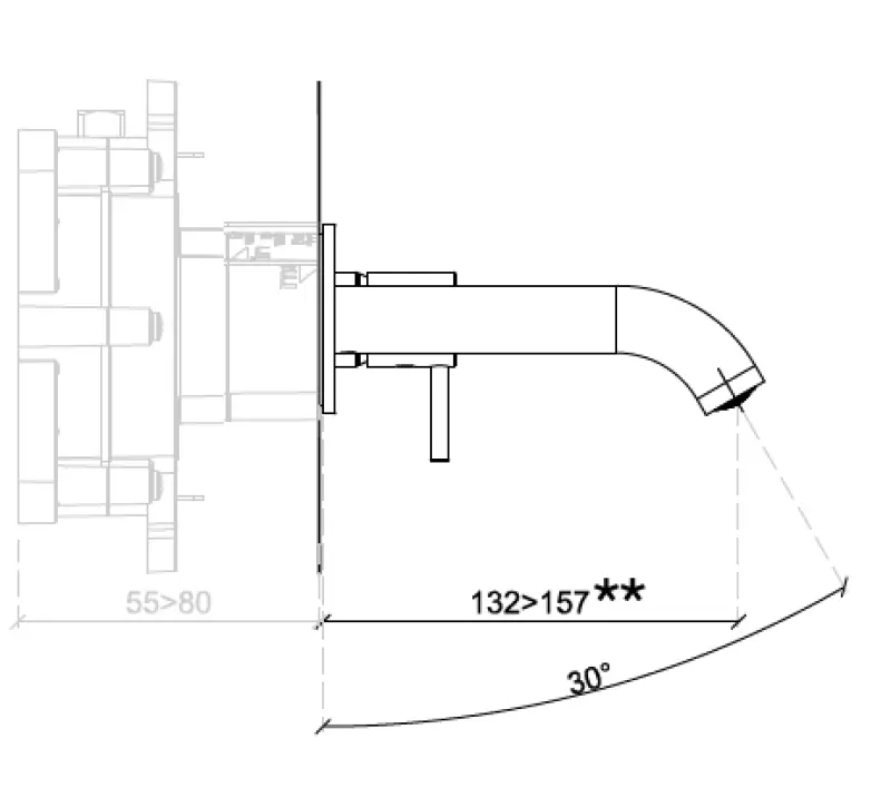 SB Round εντοιχισμένη μπαταρία νιπτήρα gun metal PVD 132mm