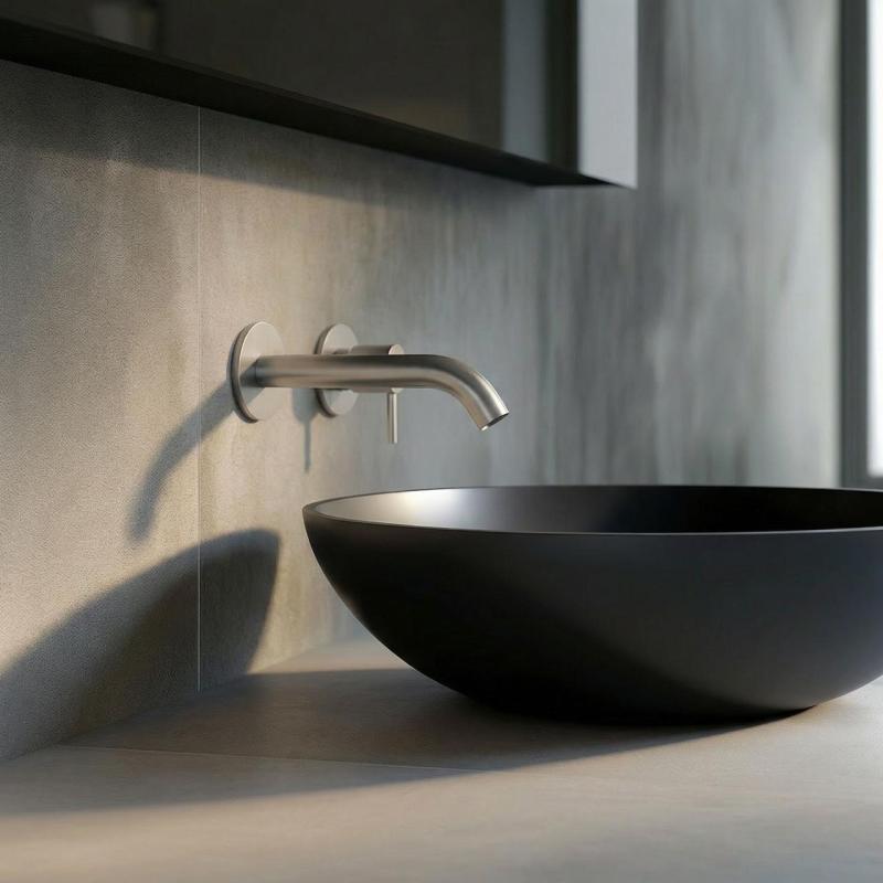 SB Round 316 εντοιχισμένη μπαταρία νιπτήρα ανοξείδωτο ατσάλι 132mm