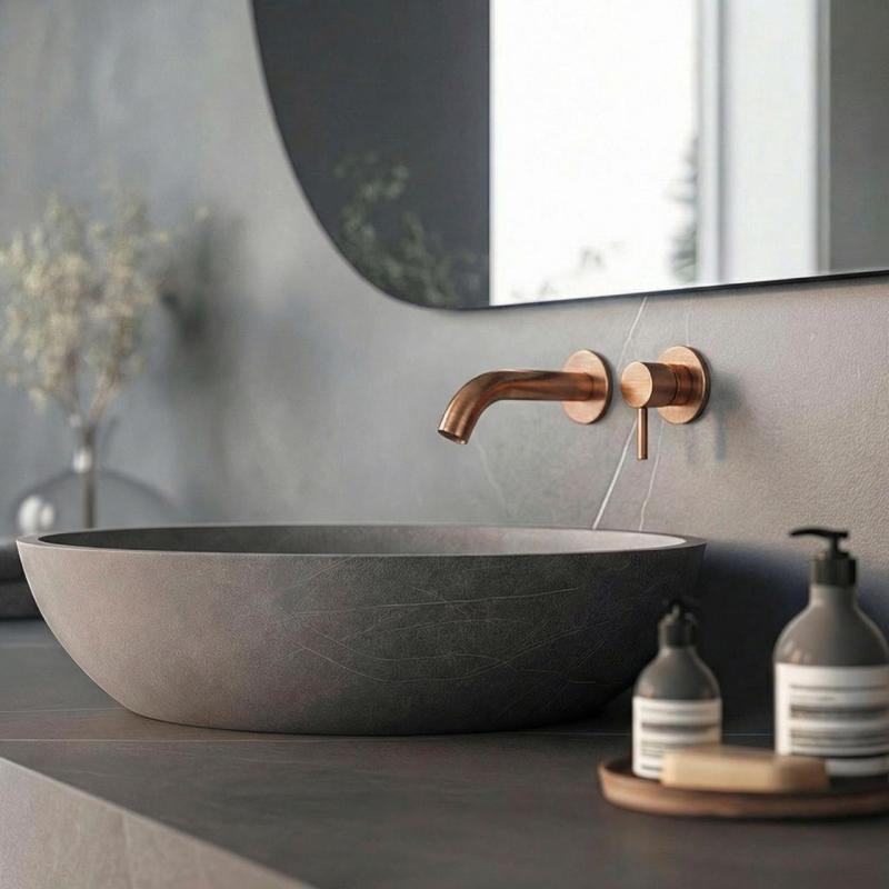 SB Round 316 εντοιχισμένη μπαταρία νιπτήρα Βουρτσισμένο Χαλκό PVD 102mm