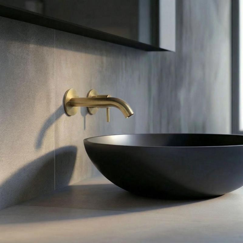 SB Round 316 εντοιχισμένη μπαταρία νιπτήρα Βουρτσισμένο Ορείχαλκο PVD 132mm