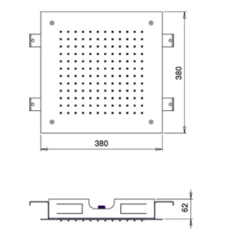 SB Square ενσωματωμένη ντουζιέρα 380x380mm Βουρτσισμένο ορείχαλκο PVD