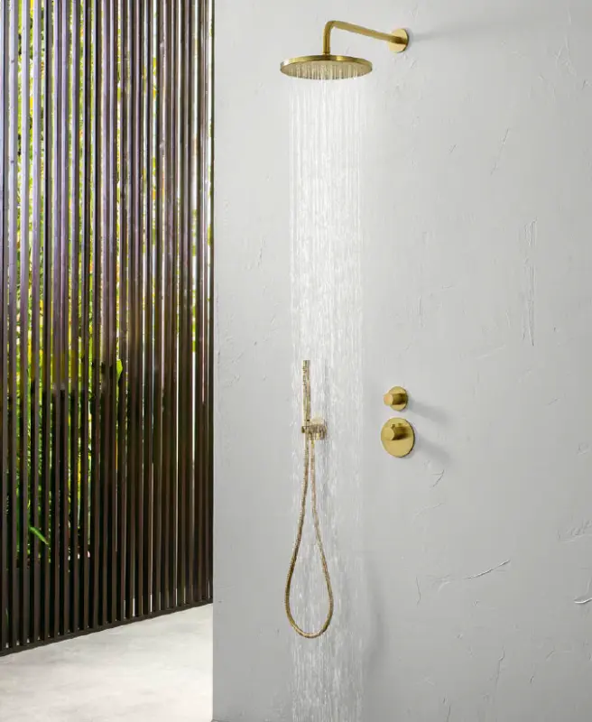 SB Rubinetterie 316 σετ χειροκίνητου ντους με σωλήνα και γάντζο τοποθέτησης βουρτσισμένος ορείχαλκος PVD 1208953547