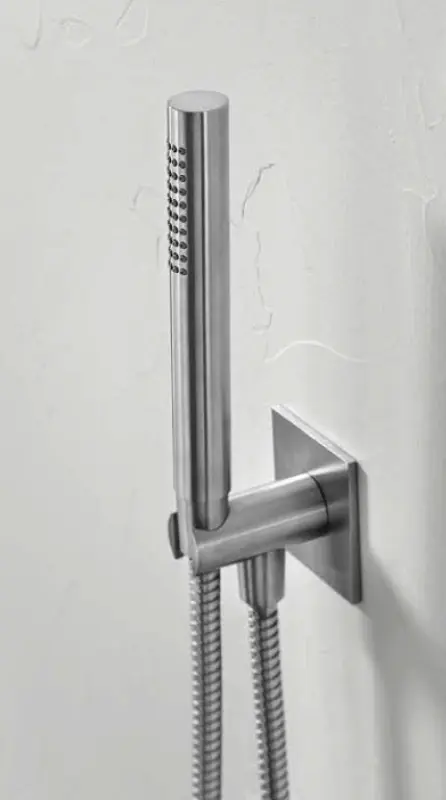 SB 316 Vierkante handdoucheset met slang en ophanghaak RVS