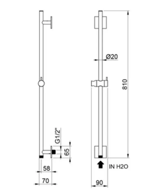 SB Rubinetterie Universale 316 ανοξείδωτο ατσάλι βουρτσισμένη ράβδος ολίσθησης με σύνδεση παροχής νερού 1208953564