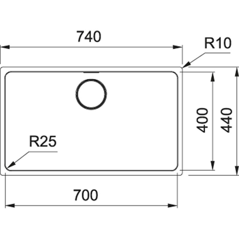 Φράνκε Mythos MYX 110.70 νεροχύτης από ανοξείδωτο χάλυβα 70x40cm ενσωματωμένος 122.0638.271