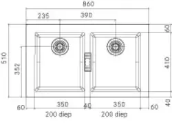Franke Sirius 2 S2D 620 πλαστικό διπλό νεροχύτη λευκό επικαθήμενο 143.0634.553