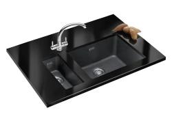 Franke Sirius 2 S2D 610.50 πλαστικός μαύρος νεροχύτης 56x53cm επιφάνειας με οπή για βρύση 114.0271.940