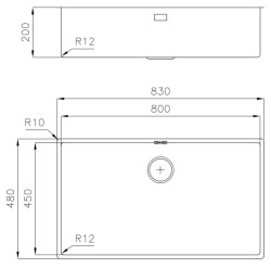 Foster L45 Ειδική 45 cm μακρύς ανοξείδωτος χάλυβας Μεγάλος Νεροχύτης 80 x 45 cm Εντοιχισμένος 1208953743
