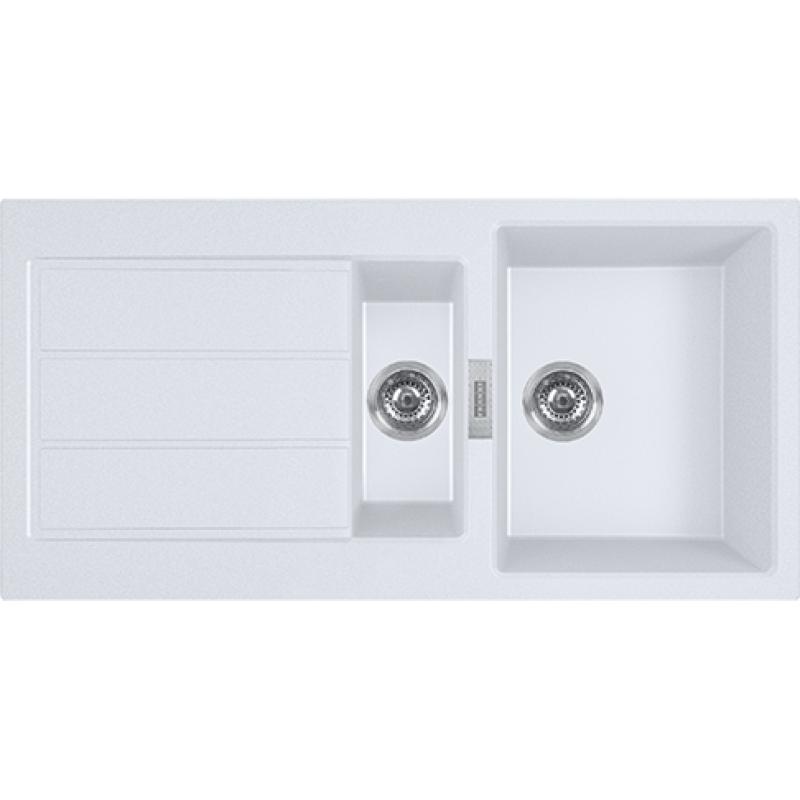Franke Sirius 2 S2D 651 πλαστικό 1,5 πλυντήριο με λευκή σταγόνα επιφάνειας οικοδομής 100x50 143.0634.555