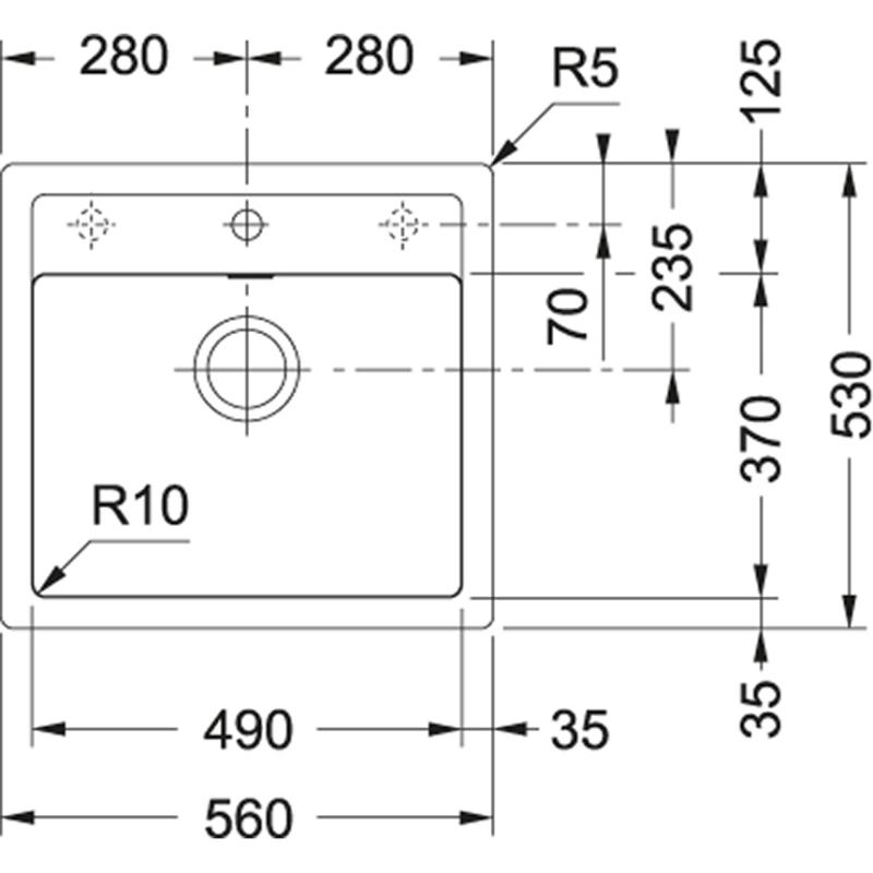 Franke Sirius 2 S2D 610.50 λευκός πλαστικός νεροχύτης 56x53cm επιφάνειας με οπή βρύσης 114.0568.052