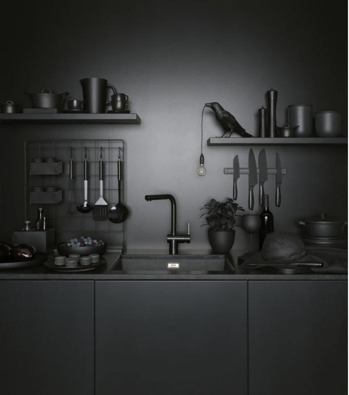 Franke μαύρος αισθητήρας με βουρτσισμένη επιφάνεια Μπαταρία κουζίνας Atlas Neo περιστρεφόμενη έξοδος 115.0625.525