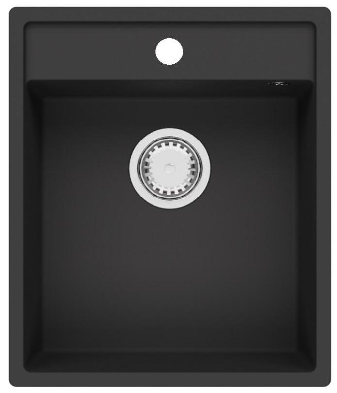 GraniteMy Bremen Γρανιτένιος Νεροχύτης 44x52 cm Μαύρο – Επιτραπέζια, Υποκατάσκευή και Ενσωματωμένη Εγκατάσταση με Ράφι για Βρύση και Ανοξείδωτο Βύσμα 1208953861