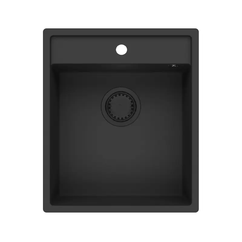 Ο γρανίτης Bremen μου, νεροχύτης γρανίτη 44x52 εκατοστά μαύρος, επιφανειακή, υποδομή και επίπεδη ενσωμάτωση με τρύπα για βρύση 1208953870