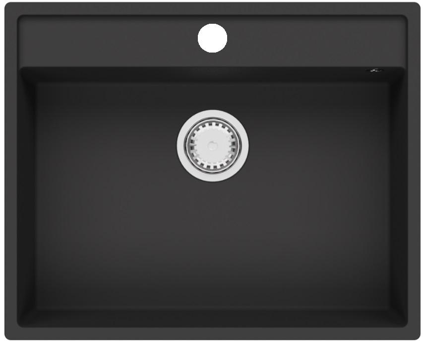GraniteMy Bremen Γρανιτένιος Νεροχύτης 64x52 cm Μαύρο – Επικαθήμενη, Υποκαθήμενη και Εντασσόμενη Εγκατάσταση με Επιφάνεια για Μπαταρία και Ανοξείδωτο Ατσάλι Πώμα 1208953873