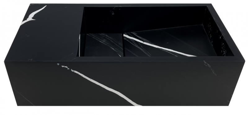 Συμπαγής επιφάνεια μάρμαρου Solid-S, νιπτήρας επιφάνειας B36xD18xH10cm ματ μαύρο μάρμαρο 1208953896