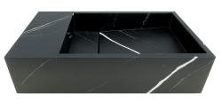 Solid-S Marble συμπαγής επιφάνεια νιπτήρα B40xD22xH10cm ματ μαύρο μάρμαρο 1208953898