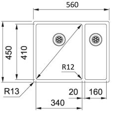 Φράνκε Bolero plus R12 BXX 260 BL 1,5 ενάμιση ανοξείδωτος νεροχύτης επίπεδης εντοιχισμού 127.0625.091