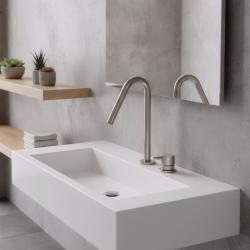 Waterevolution Flow 2-τρύπες βρύση νιπτήρα πλήρως ανοξείδωτο χάλυβα με μικρή εκροή V 120mm T1121VIE