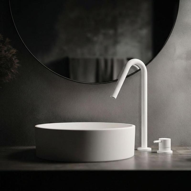 Waterevolution Flow 2-τρύπα νιπτήρα λευκό με υψηλό V 120mm εκροή T1122VBR