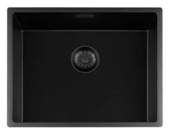Λορέιν 50BQ-FU μαύρος νεροχύτης Quartz 50x40cm εντοιχισμένος επίπεδης κατασκευής μαύρος με μαύρο καλαθάκι αποστράγγισης 1208954002