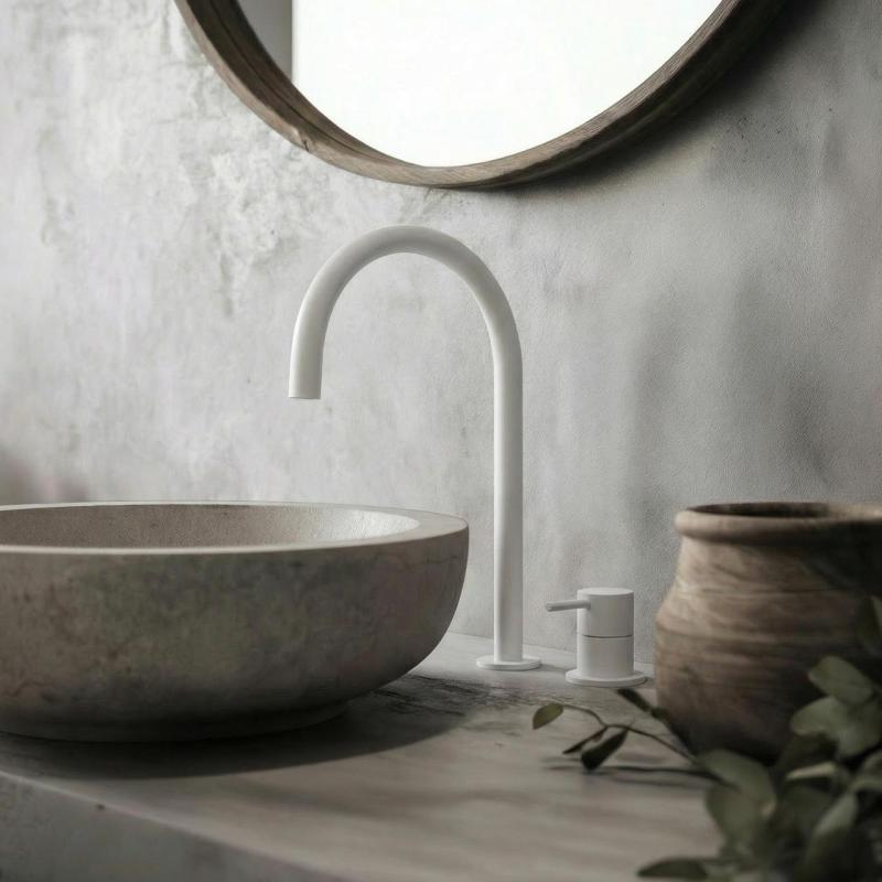 Waterevolution Flow Μονόκρονη βρύση νιπτήρα λευκή με υψηλό U 200mm έξοδο T1122UBR