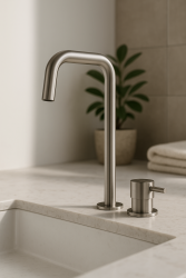 Waterevolution Flow Μονόκρονη βρύση νιπτήρα με ψηλό στόμιο 222 Ανοξείδωτο T122HIE