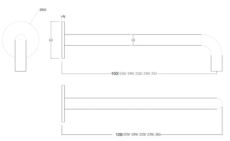 Waterevolution Flow ενσωματωμένη βρύση νιπτήρα λευκή έξοδος 10cm T116BBR-10