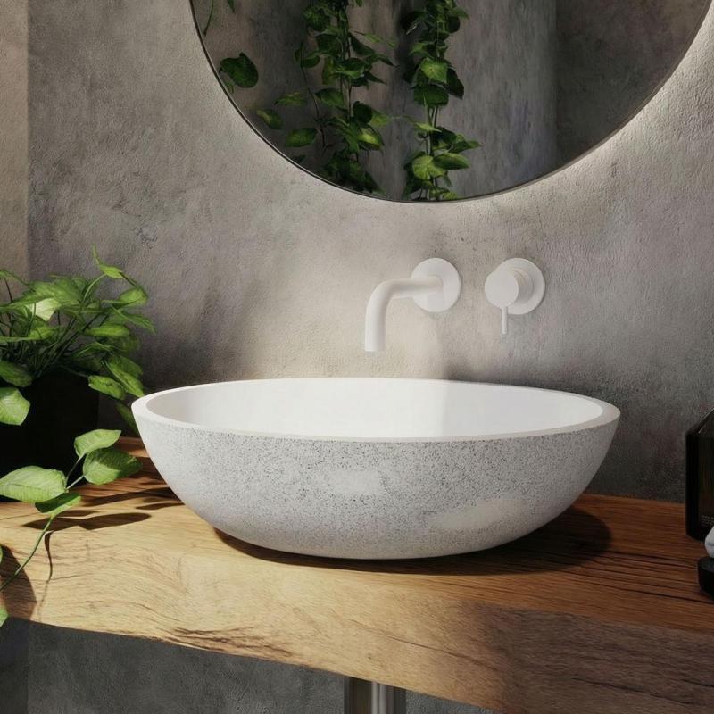 Waterevolution Flow ενσωματωμένη βρύση νιπτήρα λευκή έξοδος 10cm T116BBR-10