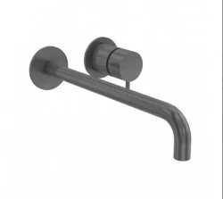 WaterEvolution Flow ingebouwde wastafelkraan PVD Gun Metal uitloop 10cm T116BGME-10.