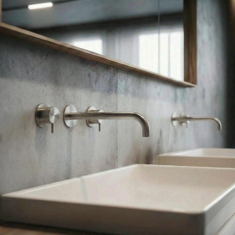 Waterevolution Flow 3-οπών ενσωματωμένη βρύση νιπτήρα, πλήρως από ανοξείδωτο ατσάλι, με έξοδο 21 cm T1163FIE-21