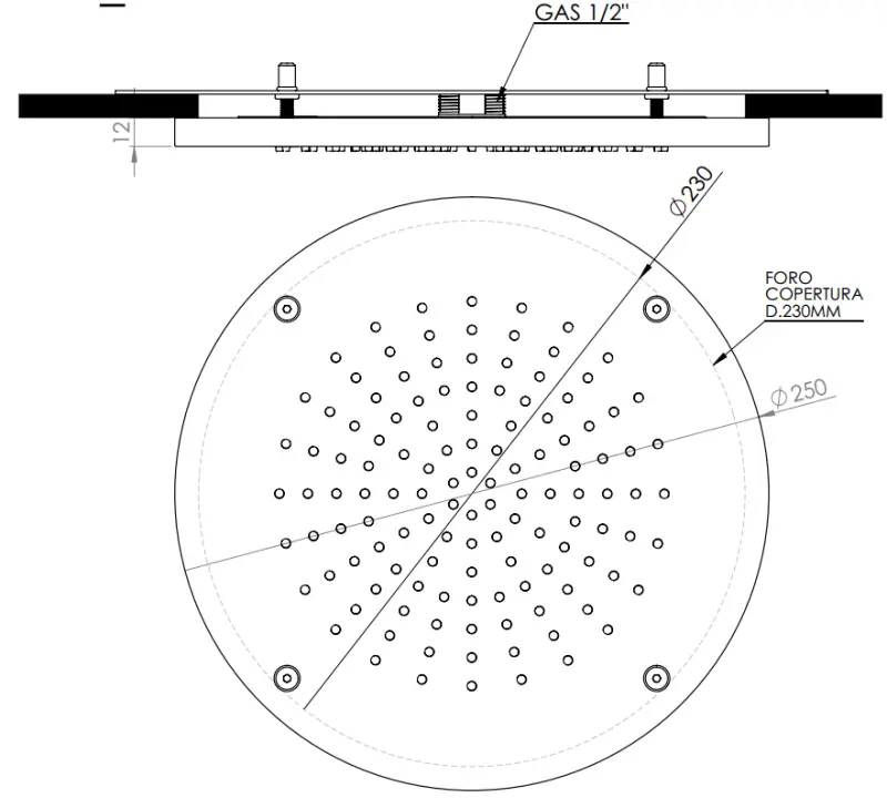 SB Rubinetterie ματ λευκό corian solid surface εντοιχισμένο στρογγυλό ντους οροφής 30 εκ. 1208954156