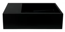 Solid-S Νιπτήρας από συμπαγές υλικό, ματ μαύρος, διαστάσεων Π36xΒ18xΥ10 εκ., με κάλυμμα, μοντέλο αριστερά χωρίς οπή για τη βρύση 1208954157
