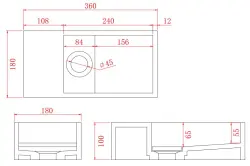 Solid-S Νιπτήρας από συμπαγές υλικό, ματ μαύρος, διαστάσεων Π36xΒ18xΥ10 εκ., με κάλυμμα, μοντέλο αριστερά χωρίς οπή για τη βρύση 1208954157