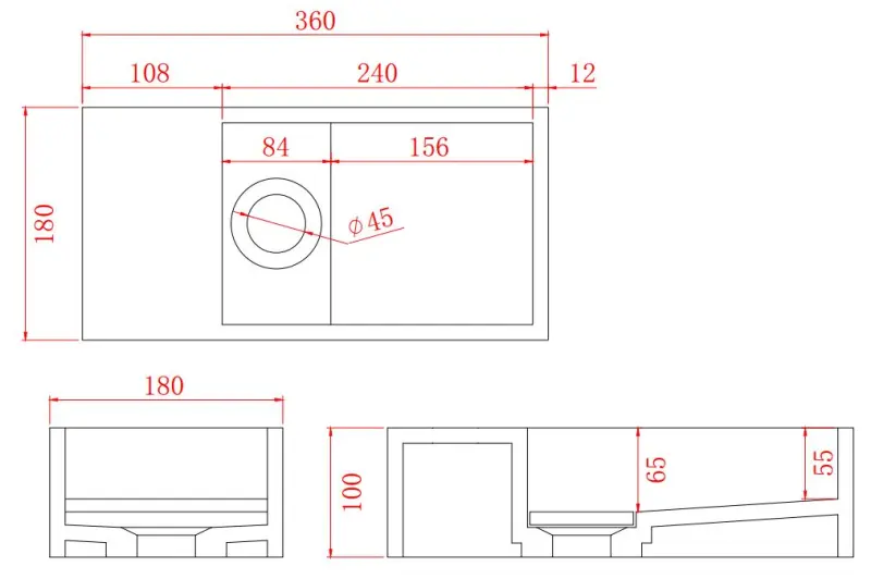 Solid-S Νιπτήρας από συμπαγές υλικό, ματ μαύρος, διαστάσεων Π36xΒ18xΥ10 εκ., με κάλυμμα, μοντέλο αριστερά χωρίς οπή για τη βρύση 1208954157