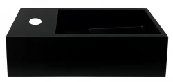 Solid-S Νιπτήρας από στερεό υλικό, ματ μαύρος, διαστάσεων Π36xΒ18xΥ10 εκ., με κάλυμμα, μοντέλο αριστερό με οπή για βρύση 1208954158