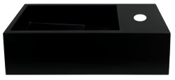 Solid-S Νιπτήρας από στερεό υλικό, ματ μαύρος, διαστάσεων Π36xΒ18xΥ10 εκ., με κάλυμμα, μοντέλο δεξιά με οπή για τη βρύση 1208954163