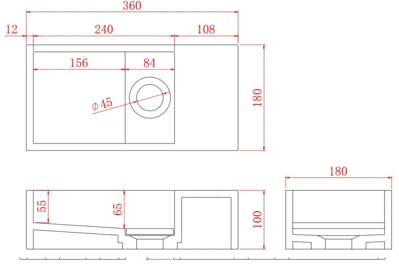 Solid-S Νιπτήρας από συμπαγές υλικό, ματ μαύρο, διαστάσεων Π36xΒ18xΥ10 εκ., με κάλυμμα, μοντέλο δεξιά χωρίς οπή για τη βρύση 1208954164