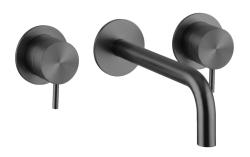 Waterevolution Flow 3-οπτική ενσωματωμένη βρύση νιπτήρα PVD Gun metal με έξοδο 15 cm T1163FGME-15