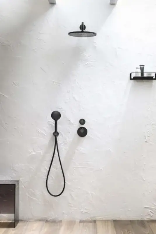 SB Round Douche Set μαύρο ματ εντοιχισμένο πλήρες